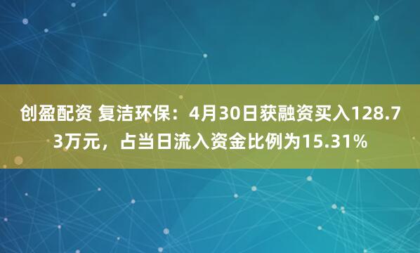创盈配资 复洁环保：4月30日获融资买入128.73万元，占当日流入资金比例为15.31%